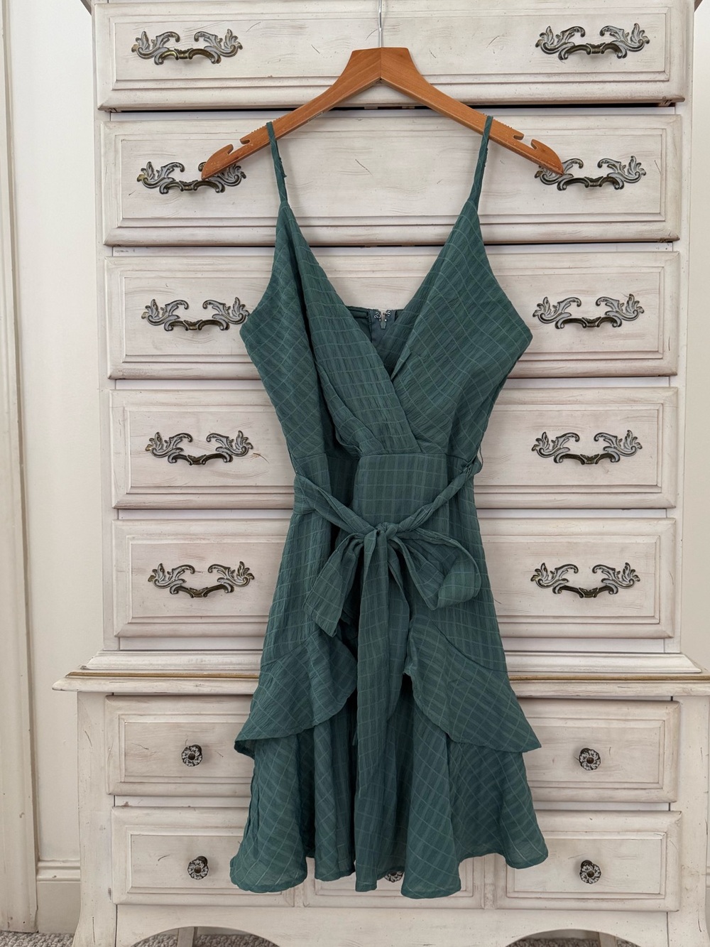Vici Green Ruffle Babydoll Dress
